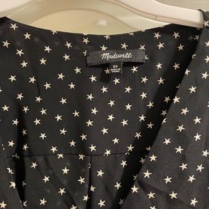 MADEWELL Silky Black Blouse with Stars